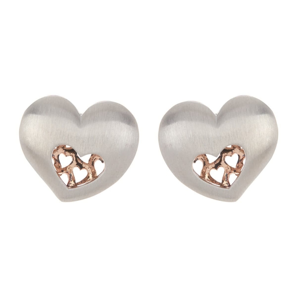 BREUNINGTwo-Tone Silver Heart Stud Earrings